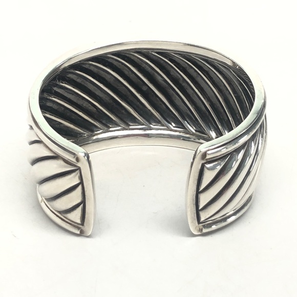 David Yurman Diamond Large Sculpted Cable Cuff Bracelet .925 - Picture 5 of 12